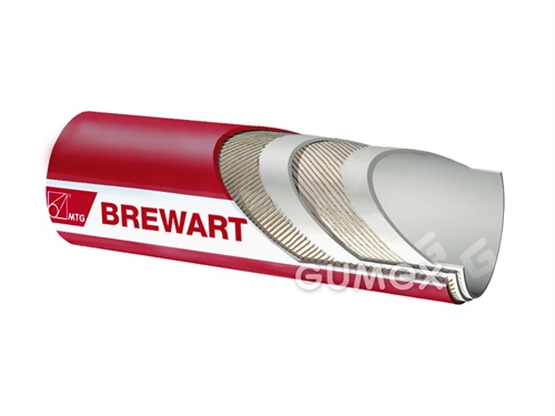 Potravinová hadica na tekuté požívatiny BREWART, 38/56mm, 16bar, -0,6bar, BIIR/CR, -40°C/+120°C, červená